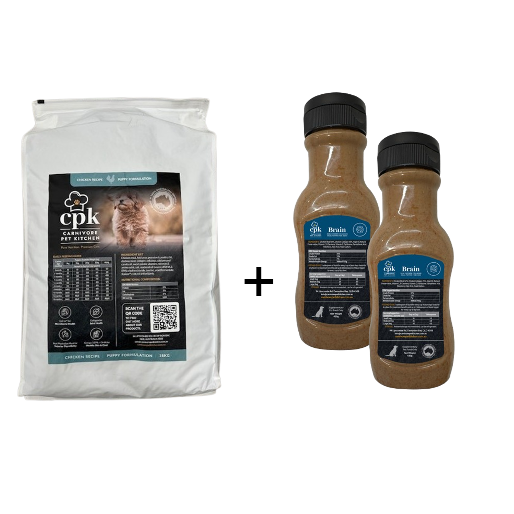 Small Pack: 1 x 18KG Kibble Bag + 2x Brain Toppers