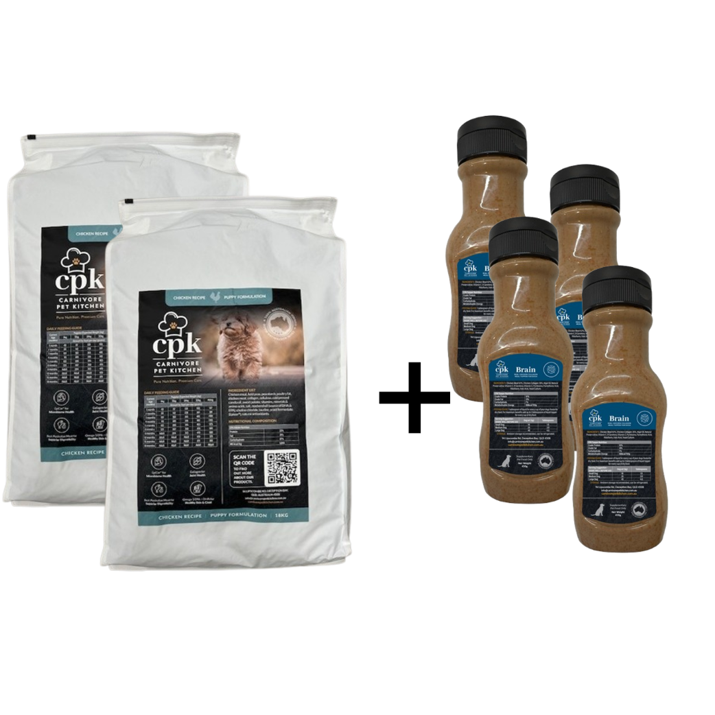 Large Pack: 2 x 18KG Kibble Bag + 4x Brain Toppers