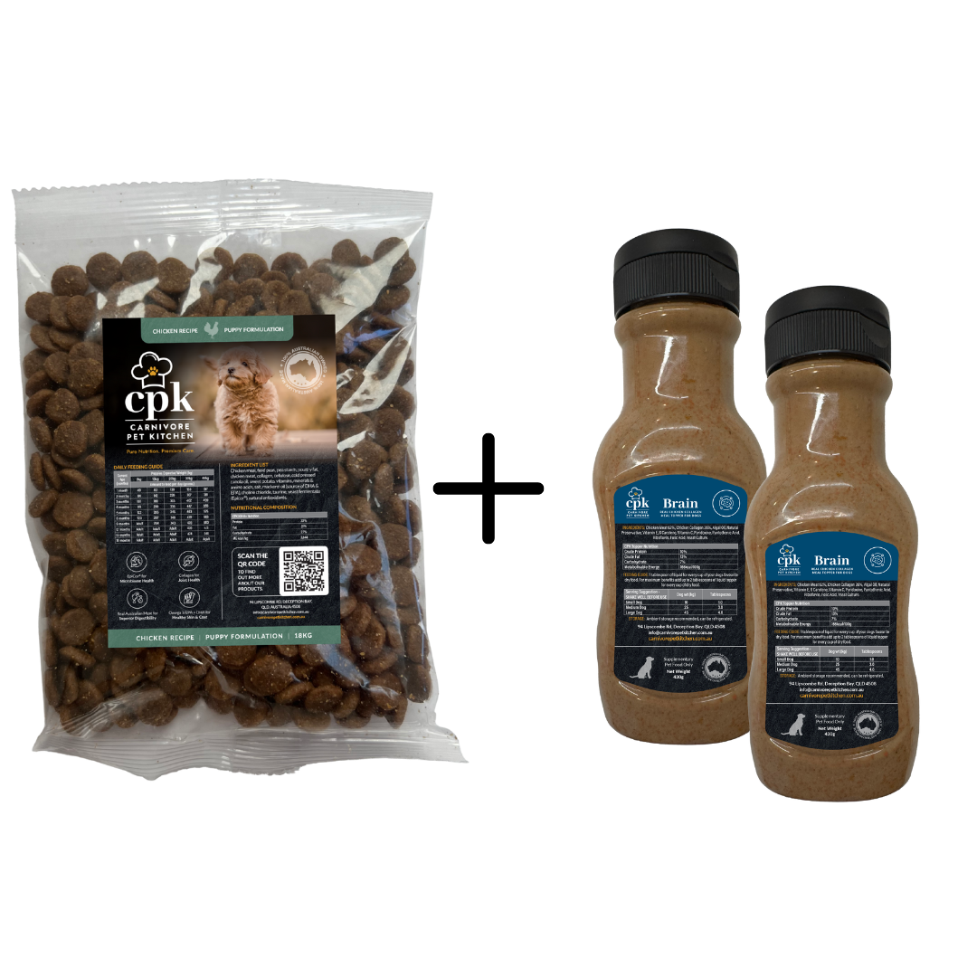 Small Pack: 1 x 18KG Kibble Bag + 2x Brain Toppers